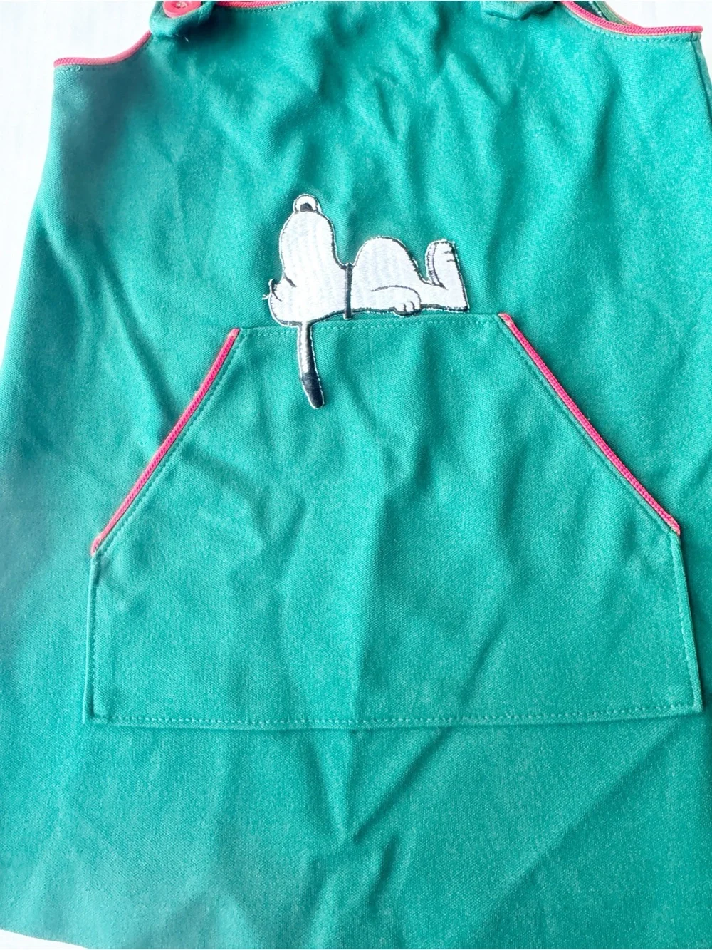 Danskin Vintage Snoopy Peanuts 1958 girls sz. 6 Green Jumper Dress Overalls